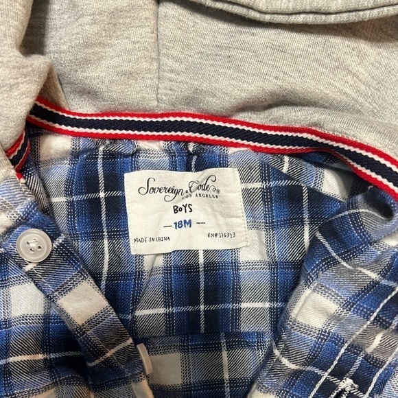 Boys Plaid Button Up Hooded Shirt - Picture 2 of 3